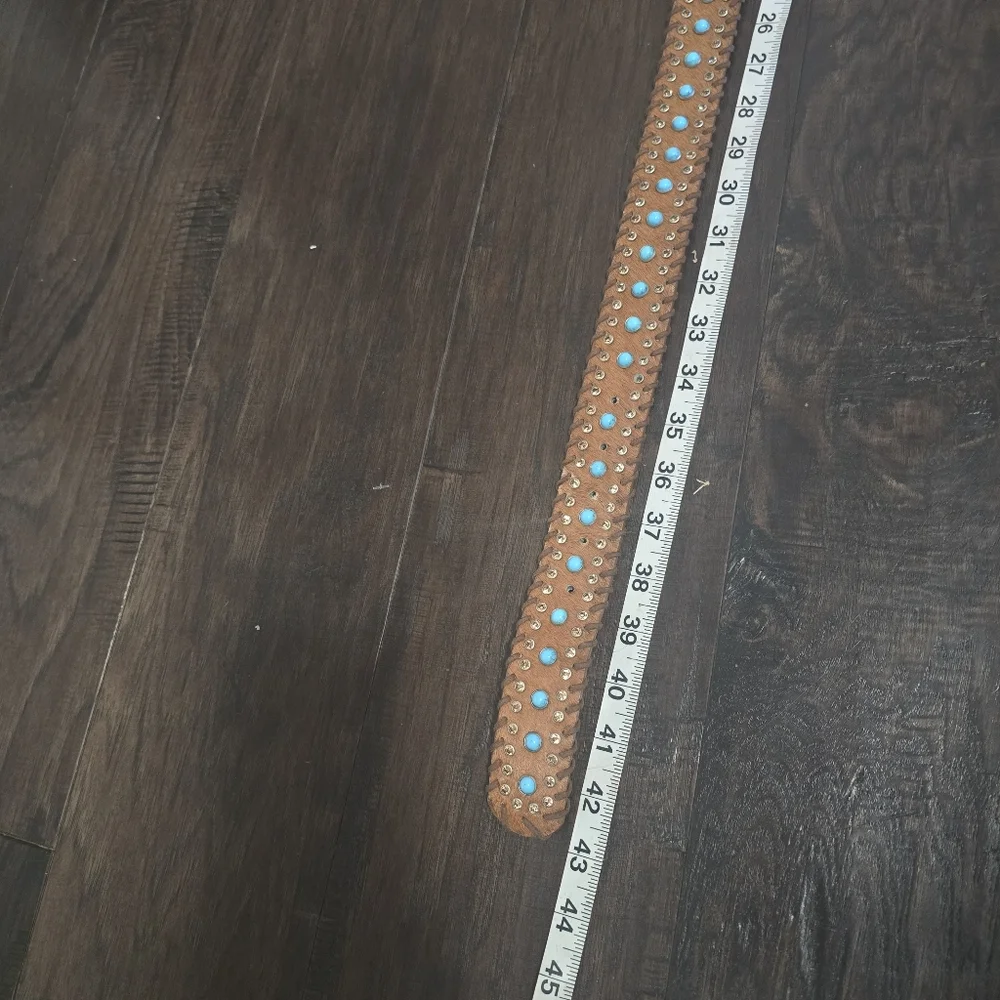 Brown Belt with Turquoise Accents M.L - Picture 4 of 8